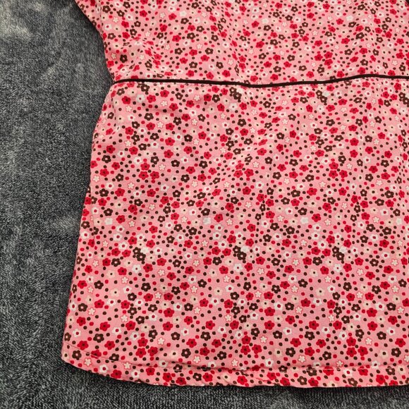 Nu Dimension Stretch Scrub Top Womens Large v neck floral print Nursing uniform - Picture 6 of 15